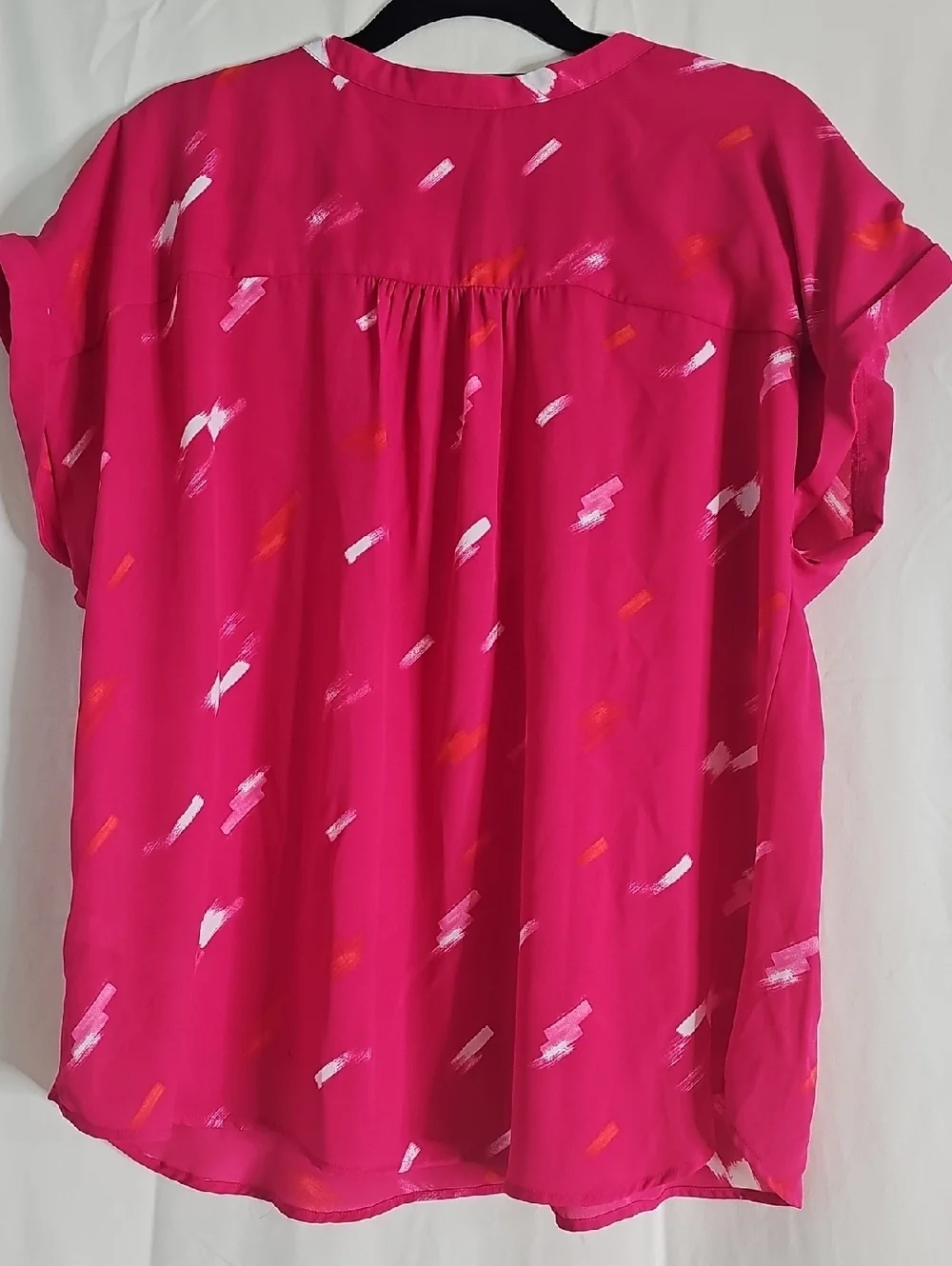 Apt. 9 Fuchsia Brushstroke Short-Sleeve V-Neck Blouse